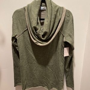Free People Beach Green Long Sleeve Cocoon Cowl Neck Top